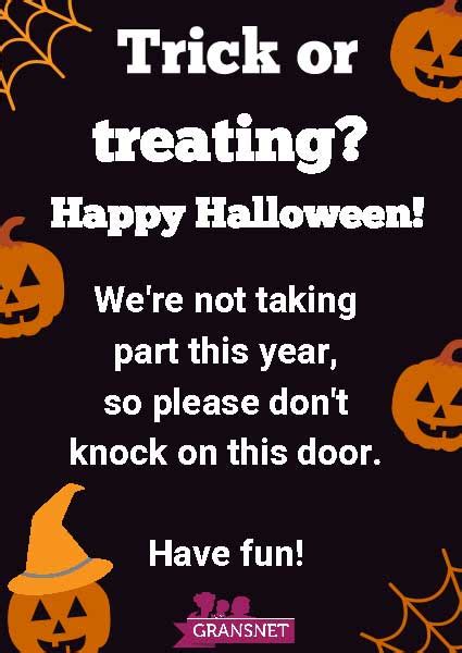 No Trick Or Treat Poster Halloween Safety Advice Gransnet