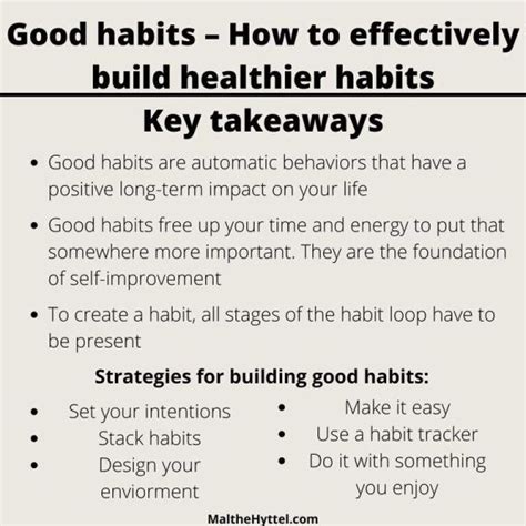 Good Habits How To Effectively Build Healthier Habits