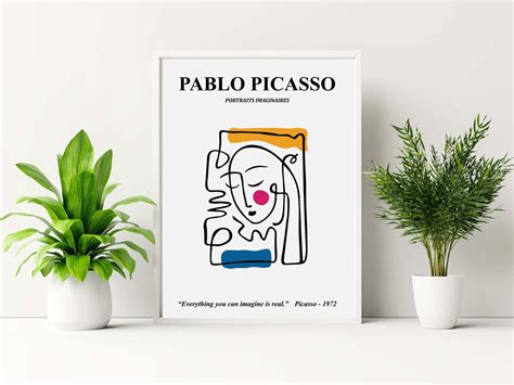Picasso Poster Picasso Portrait One Line Art Modern Minimalist Etsy