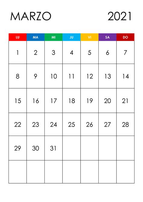 Calendario Marzo 2021 Calendariossu