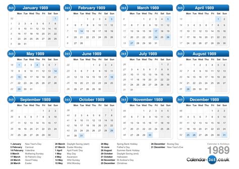 See final examination schedule in portal. Calendar 1989