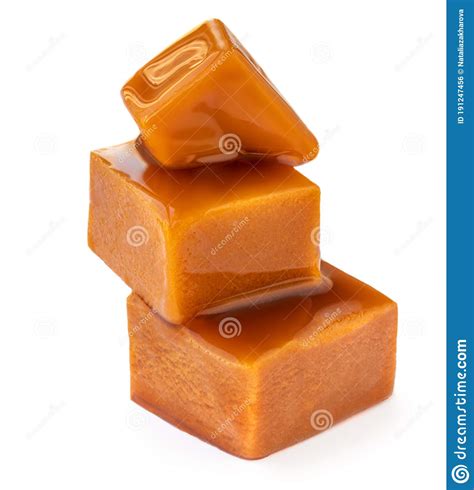 Caramelized Caramel Toffee Candy Isolated On White Background Homemade Caramel Pieces With