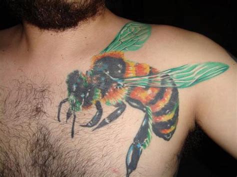 Big Bumblebee Tattoo On Chest For Men Tattoos Book 65000 Tattoos