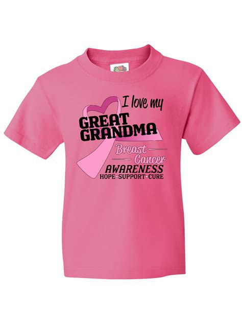 Inktastic I Love My Great Grandma Breast Cancer Awareness Hope Support Love Youth T Shirt