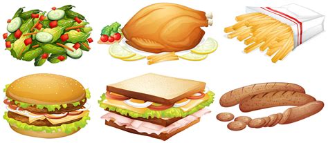Many kinds of food 414729 Vector Art at Vecteezy