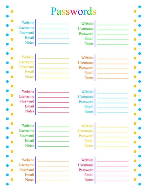 Password Tracker Printable Password Keeper Password Log Password