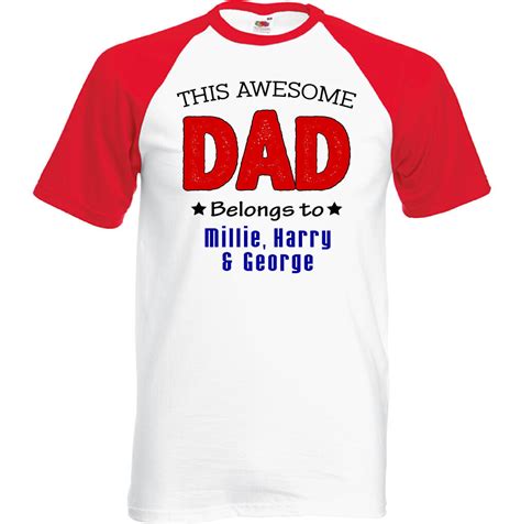 personalised this awesome dad belongs to mens funny father s day t shirt present ebay