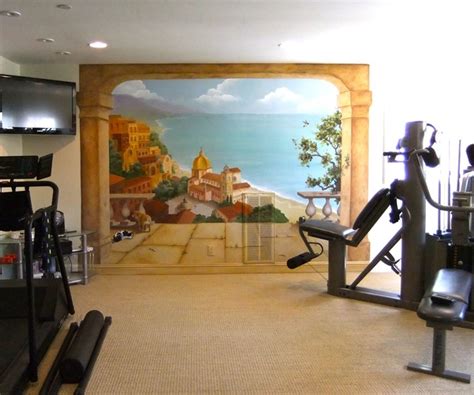 Take your walls from boring to bold with wallpaper wall murals. Tuscan Home Gym Mural