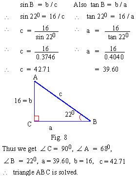 Consider a triangle in which a, b, and a are given. PinkMonkey.com-Trigonometry Study Guide - 3. 1 Solving Right Triangles