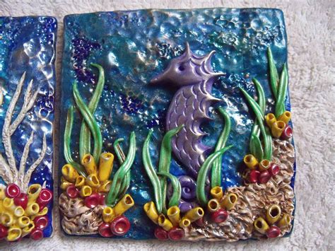 4x4 Square Polymer Clay Tile Ocean Collection White Ceramic Tile