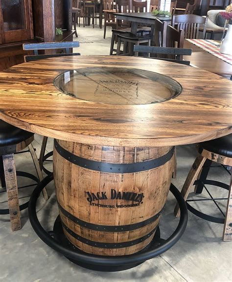 jack daniels whiskey barrel pub table w 4 swivel bar stools