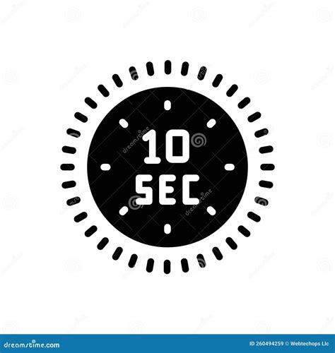 Black Solid Icon For Sec Circle And Clock Stock Vector Illustration