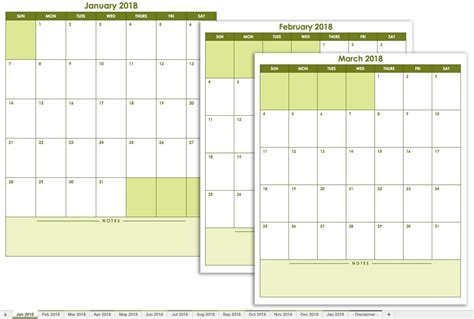 Year At A Glance Calendar Template Excel Template Calendar Design