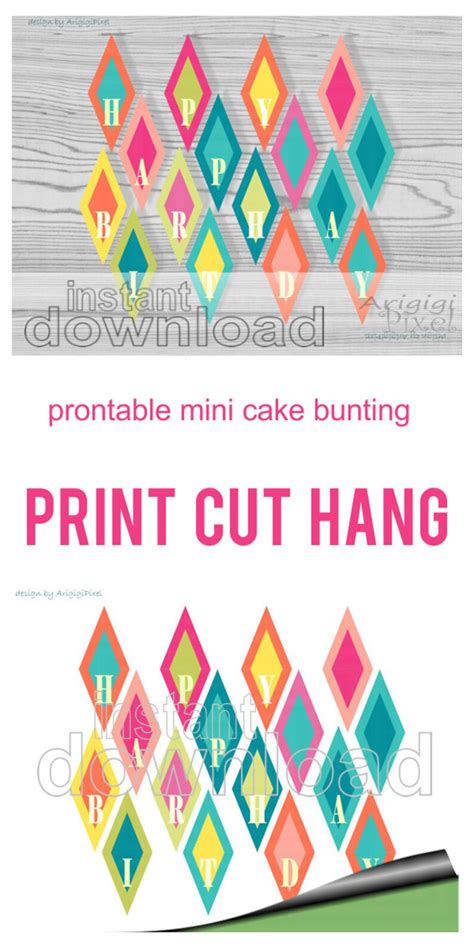 Printable Bunting Cake Topper Happy Birthday Cake Bunting Etsy Uk