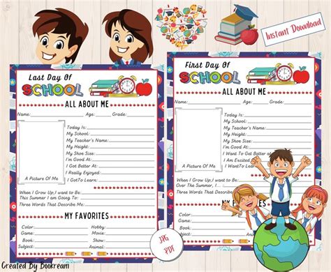 Printable Back To School Questionnaire First Day Of School Etsy