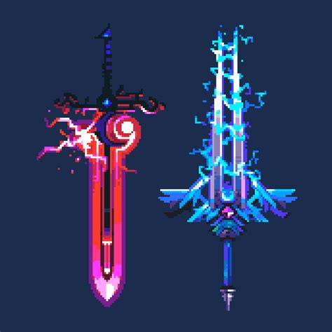 Artstation Lightning Swords Pixel Art