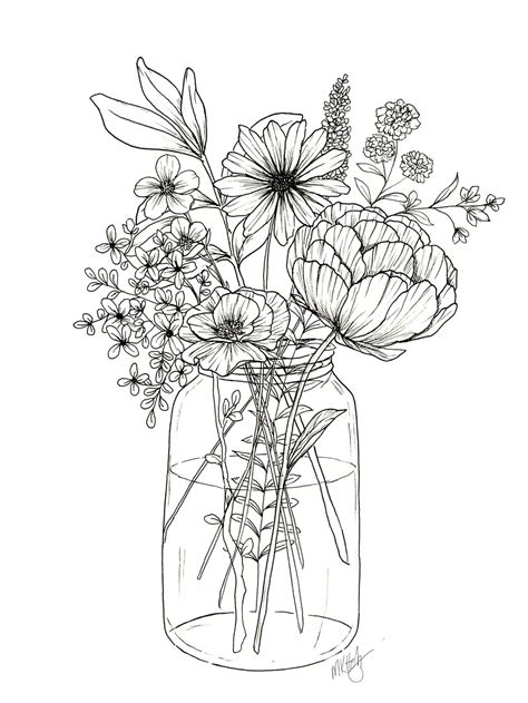 Flower Line Drawings Flower Art Drawing Flower Sketches Floral