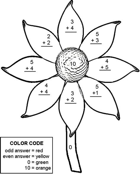 Printable Color By Number Addition