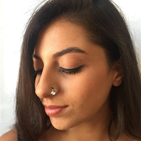 Black Nose Ring Bohemian Nose Ring Small Nose Ring For T Etsy