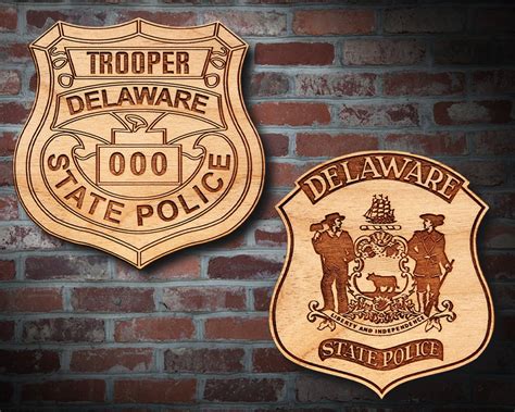 Wooden Delaware State Police Badge Or Patch Plaque