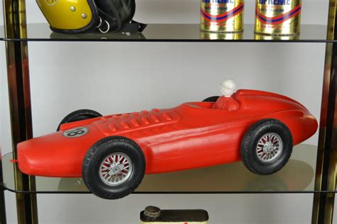 Big metal/tin vintage ferrari 246 f1 no.4 world champion year 1958 red car model. 1960s XL plastic Red Racer Car Toy with Driver | Retro Station