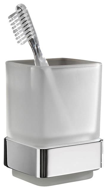 Wall mounted white ceramic toothbrush holder with chrome mounting. Wall Mounted Frosted Glass Toothbrush Holder With Chrome ...