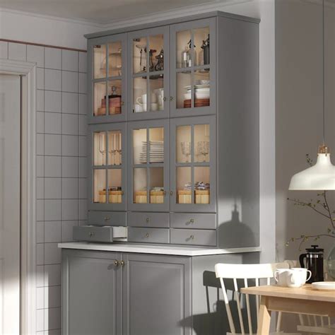 Meuble mural pour la cuisine. Page finitions cuisine BODBYN gris en 2020 | Rangement ...