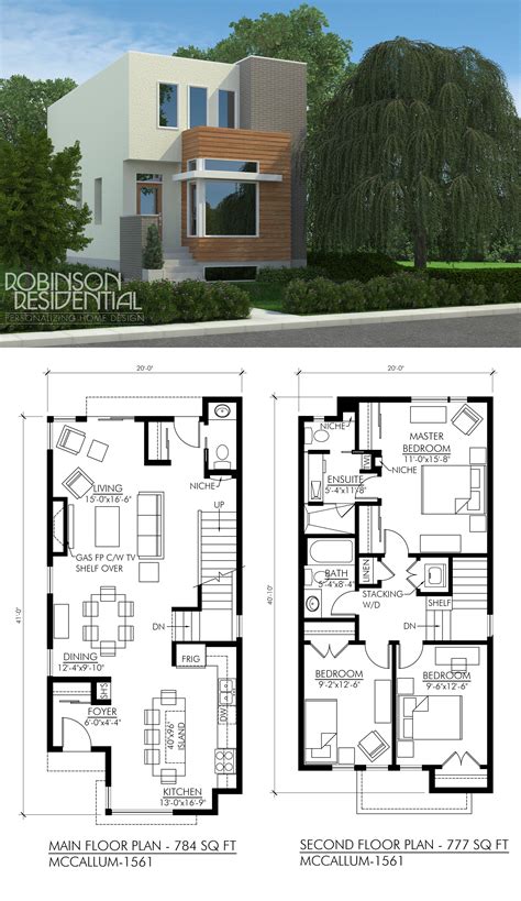 Two Story House Plan With Floor Plans And Measurements