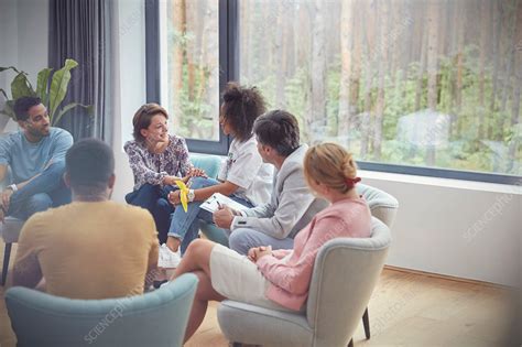 Women Talking In Group Therapy Session Stock Image F020 6599 Science Photo Library