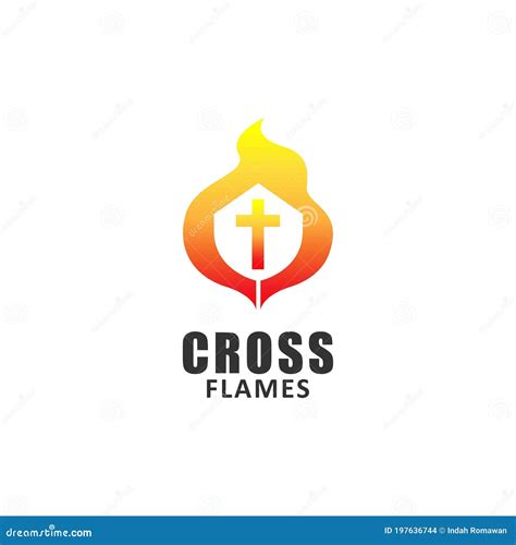 Cross Flame Church Logo Vector Illustration Stock Vector