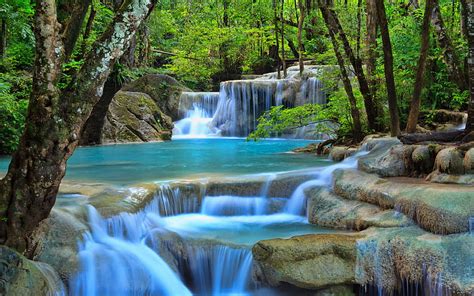 5120x2880px 5k Free Download Thailand Jungle Stream Waterfalls