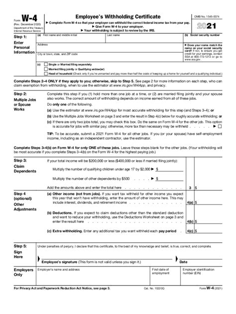2021 Form Irs W 4 Fill Online Printable Fillable Blank Pdffiller