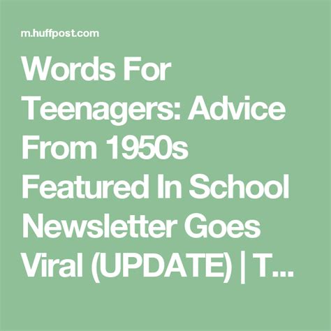 words for teenagers advice from 1950s featured in school newsletter goes viral update the