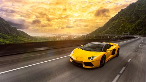 baggrunde gul lamborghini aventador sportsvogn kørsel ydeevne bil bevægelse superbil