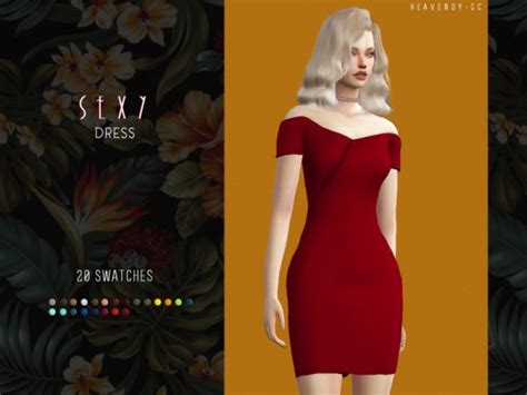 The Sims Resource Red Dress By Heavendy Cc • Sims 4 Downloads