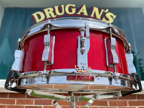 1965 Ludwig 5x14 Jazz Festival Snare Drum Red Sparkle Drugans Drums