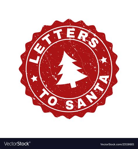 Letters To Santa Scratched Stamp Seal With Fir Vector Image