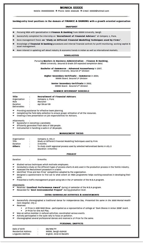 You can express whatever you have done as research work during your. MBA Fresher Resumes | Free Resume Templates