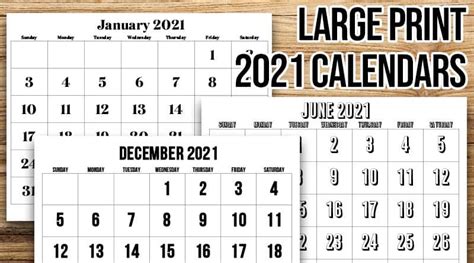 You can see bigger preview images and download all 3 designs of this free printable large print 2021 calendar. 12 Month Large Print 2021 Calendar Printable | 2022 Calendar