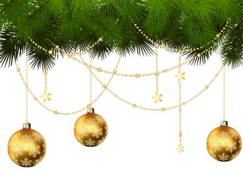 Pine Branches And Christmas Ornaments Transparent Png Clip Art