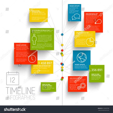 Vektor Stok Vector Infographic Timeline Report Template Icons Tanpa