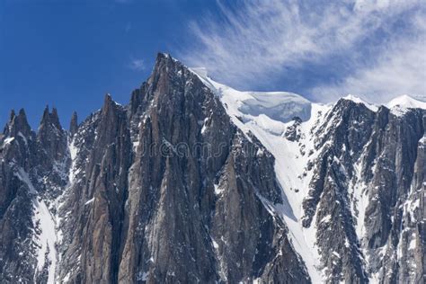 Beautiful Scenery Of The Great Mountain Peaks In The Mont Blanc Stock