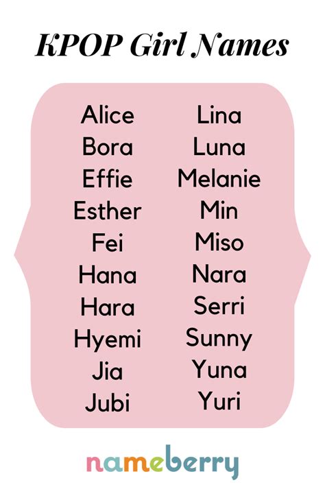 Kpop Girl Names Korean Baby Names Girl Names With Meaning Korean