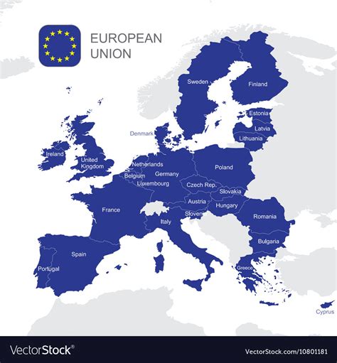 The European Union Map Royalty Free Vector Image
