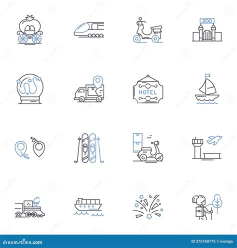 Circumnavigating Travelers Line Icons Collection. Exploration