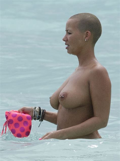 Amber Rose Topless Swim In
