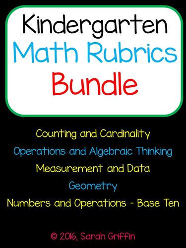 Kindergarten Math Rubrics For Common Core Teaching Resources