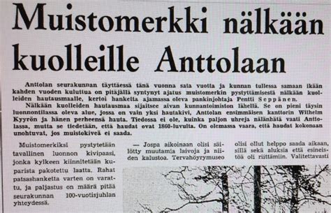 Anttola Mikkeli Finlands Great Hunger Years Memorials