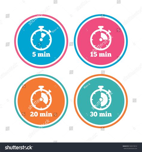 Timer Icons Five Minutes Stopwatch Symbol Stock Vector Royalty Free