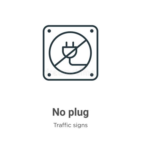 No Plug Outline Vector Icon Thin Line Black No Plug Icon Flat Vector